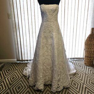 Vintage Anjolique White Bedded Strapless Wedding Dress 8